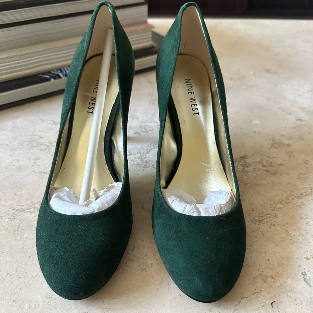 Forest Green Suede Heels